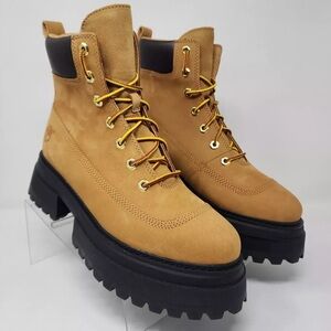 Timberland Womens Size 10 Sky Wheat Nubuck 6in Platform Lace Up Boots Shoes New